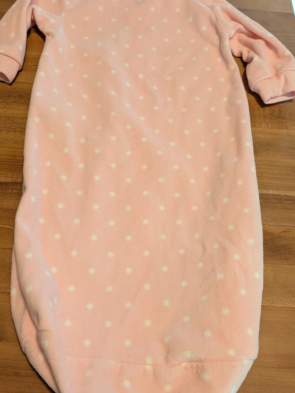 Carter's Peach Polka Dot Sleep Sack with Mint Elephant Applique
